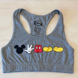 H&M Disney Mickey Mouse bra pullover gray workout Medium NWOT COTTON SPANNDEX
